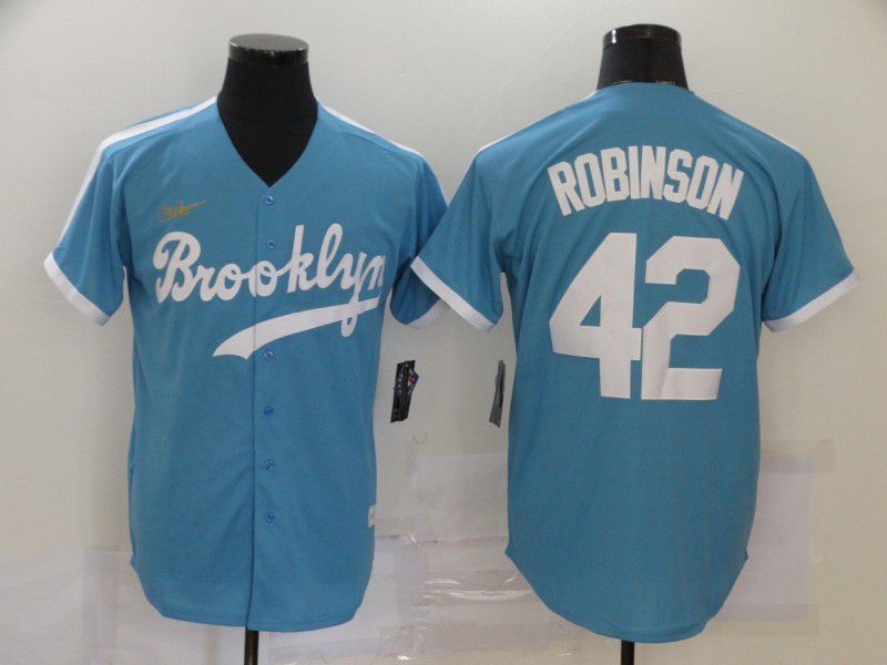 Men Los Angeles Dodgers 42 Robinson Light blue Throwback 2024 Nike MLB Jersey style 1